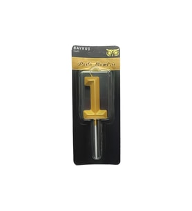 7 Cm Büyük Köşeli Rakam Mum Gold 1