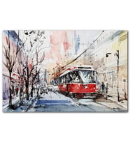 Cakatablo Toronto Sokaklarında Tramvay Araçlar ve Yayalar  MDF Tablo
