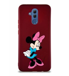 Huawei Mate 20 Lite Soft Premier Kapak Minnie Mouse-F Tasarımlı Silikon Kılıf - Mürdüm (Şeffaf)