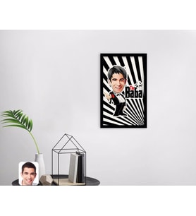 BK Gift Kişiye Özel Godfather Baba Karikatürlü Dekoratif Ahşap Siyah Çerçeveli Tablo-2