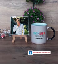 Komiser Yardımcısı Fotoğraflı Dekoratif Taş, Kupa Bardak Beyaz Hediye (Model 9)