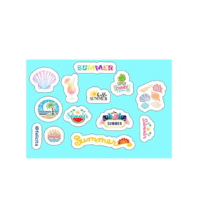 Yaz Etiketleri Summer Etiket Defter Süsleme Hediyelik Sticker Seti - 1 Sayfa