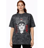 Black Clover Anime Baskılı Unisex Oversize Vintage Yıkamalı Tişört
