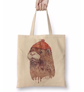 Otter Su samuru grafik Bez Çanta Uzun Saplı