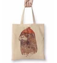 Otter Su samuru grafik Bez Çanta Uzun Saplı
