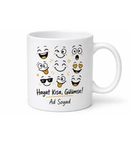 Eğlenceli Yüz İfadeli Baskılı Porselen Kupa Bardak Komik Hediye Mug