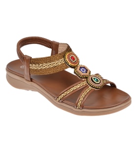 Guja Taş Detaylı Comfort Kadın Sandalet GJ-26Y24015 KAHVE
