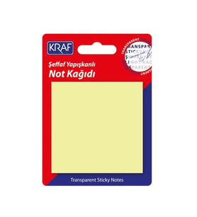 KRAF 7676TR YAPIŞKANLI NOT KAĞIDI 50yp.76x76mm. ŞEFFAF SARI