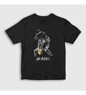 Presmono Unisex Çocuk Siyah Solo Guns N' Roses Slash T-Shirt 40252tt