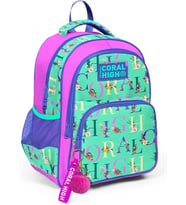 Coral High Kids Su Yeşili Açık Pembe Monogram Desenli Üç Bölmeli Okul Sırt Çantası 14410