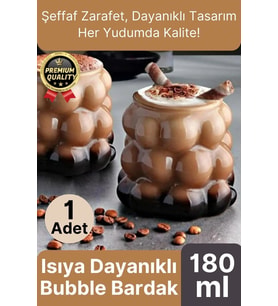 Özel Çeyiz Şeffaf İnce Şık Latte Meşrubat Kahve Çay Borosilikat Üzüm Model Bubble Bardak 180 Ml