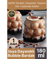 Özel Çeyiz Şeffaf İnce Şık Latte Meşrubat Kahve Çay Borosilikat Üzüm Model Bubble Bardak 180 Ml