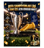 Şampiyonlar Ligi Kupası ve İsime Özel Altın Ayakkabı Maketi Seti Dünya Kupası Anahtarlık Hediyeli