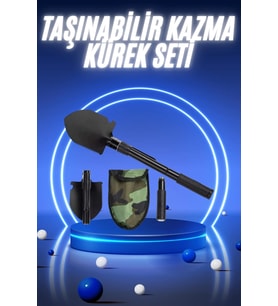 Pusulalı Katlanabilir Kazma Kürek Kamp Seti Kamp Küreği Portatif Çantalı