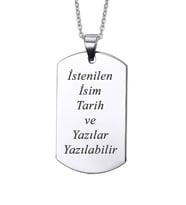 Kişiye Özel Asker Künyesi İsim Yazılı Erkek Çelik Kolye Küçük Boy eck04y