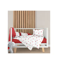Lüks Ranforce Kumaşından Kırmızı Kalpli Bebek Nevresim Takımı 100X150