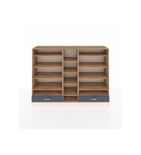 Hyperion Dolap 14 Raflı 2 Çekmeceli  220x44x163 Çam-Çam/Antrasit