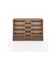 Hyperion Dolap 14 Raflı 2 Çekmeceli  220x44x163 Çam-Çam/Antrasit