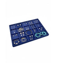 Üsküp Model Süet Kumaş Lacivert Renkli 34/24 cm 20 Bölmeli Takı Standı