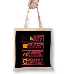 Funny Eat Sleep Trade Repeat Investors Bez Çanta Uzun Saplı
