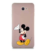 Samsung Galaxy J7 Prime 2 Soft Premier Kapak Mickey Mouse-C Tasarımlı Silikon Kılıf - Pudra (Şeffaf)