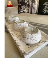 3'lü Beton Tabaklı Mumluk Set,dekoratif Mumluk,hediyelik Eşya,Mumlar Dahildir.