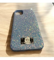 İPhone 11 Lüks Mavi Renk Kristal Simli İçi Kadife Kumaşlı Telefon Kılıfı