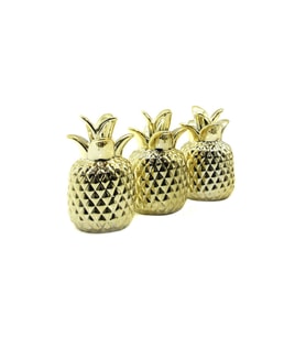 Ananas Tasarımlı Biblo - Mini Boy - Seramik - Parlak Altın - Dekoratif Süs