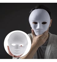 Mey İthalat® Beyaz Renk Boyanabilir Anonim Tam Yüz Cosplay Maske 24x18 cm