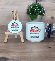 Otomotiv Mühendisi Hediye Seti Kupa Bardak T Kulplu ve Anahtarlık Mühendisler Günü Hediyesi (Model 2)
