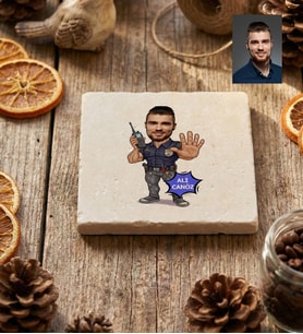 Kişiye Özel Karikatürlü Özel Güvenlik Bardak Altlığı Doğum Günü Hediyesi