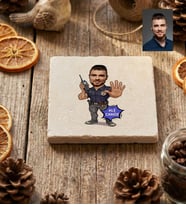 Kişiye Özel Karikatürlü Özel Güvenlik Bardak Altlığı Doğum Günü Hediyesi