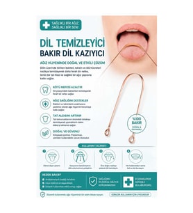 Bakır Dil Temizleme Aparatı – Dil Temizleyici – Ağız Bakım Aparatı – Dil Kazıyıcı – Metal Dil Temizleme Ekipmanı