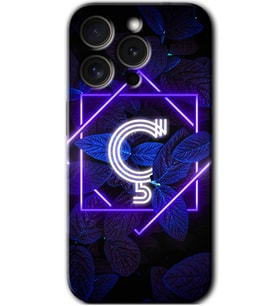 İphone 15 Pro Max Kılıf HD Desen Baskılı Kılıf - Dark Neon Yaprak Ç Harfi
