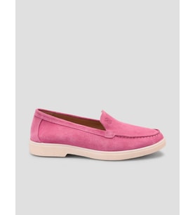 MonaMae %100 Hakiki Deri Pembe Süet Kadın Loafer