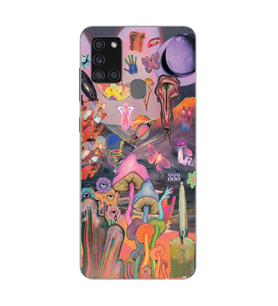Samsung Galaxy A21S Uyumlu Aesthetic Desenli Şeffaf Telefon Kılıfı