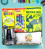Beyaz Diş Kitabı & Bez Kalemlik & 12'li Sulu Boya ve Kuru Boya Okula Dönüş Hediye Seti
