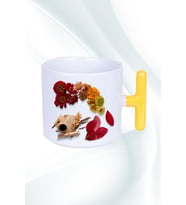 Romantik Sonbahar Baskılı T Saplı Kupa Bardak Porselen Çay Kahve Fincanı