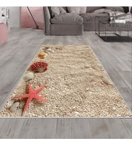 Vizon Kumsal Desenli Yıkanabilir Kaymaz Taban Leke Tutmaz Modern Salon Halısı ve Yolluk (Pembe)
