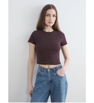 LC WAIKIKI Kahverengi Bisiklet Yaka Fitilli Kadın Crop