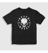Presmono Unisex Çocuk Siyah Skull Death Metal T-Shirt 316098tt
