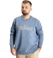 Mode XL Büyük Beden Erkek Sweat BisYaka Do İt Yourself 23168 Mavi