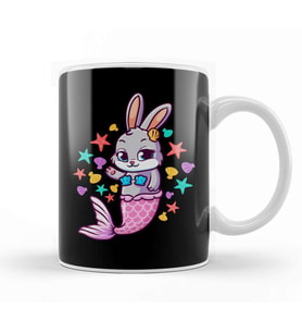 Cute Bunny Mermaid Swimming Bunnies Kupa Bardak Porselen