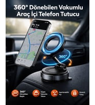 360° Dönebilen Vakumlu Ayarlanabilir Araç İçi MagSafe Uyumlu Telefon Tutucu