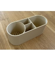 Northcity 3D Baskı Yivli Oval Masaüstü Düzenleyici Bölmeli Bulaşık Fırçası Sünger Standı Süzdürmeli Lavabo Bej
