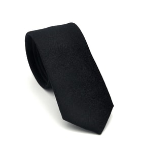 Şal Desenli Siyah Dokuma Kumaş Mendilli Slim Fit Kravat // SDK-2508-1