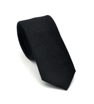Şal Desenli Siyah Dokuma Kumaş Mendilli Slim Fit Kravat // SDK-2508-1
