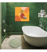Tekli Kare Kanvas Banyo Tablosu Sarı Renkli Şekiller