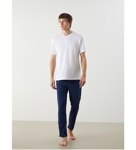 LC WAIKIKI Kahverengi Standart Kalıp Ekose Erkek Pijama Alt