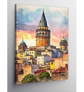 Kanvas Tablo Şehrin İçindeki Galata Kulesi